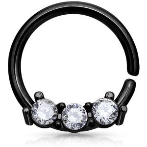 Piercing Street Piercing septum pliable 3 gemmes noir - Noir