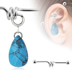 Piercing Street Piercing industriel pendentif goutte en turquoise - Argente