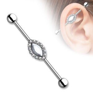 Piercing Street Piercing industriel marquise crystal blanc - Argente