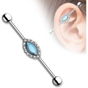 Piercing Street Piercing industriel marquise crystal bleu - Argente