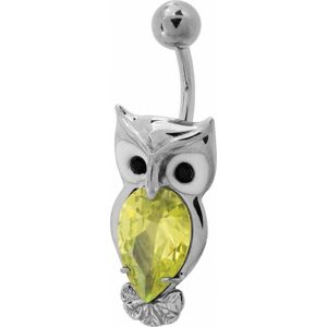 Piercing Street Piercing nombril Swarovski hibou vert - Argente