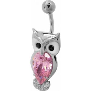 Piercing Street Piercing nombril Swarovski hibou rose - Argente