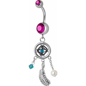 Piercing Street Piercing nombril Swarovski attrape reve fuchsia - Argente