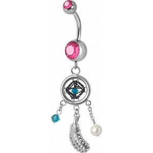 Piercing Street Piercing nombril Swarovski attrape reve rose - Argente