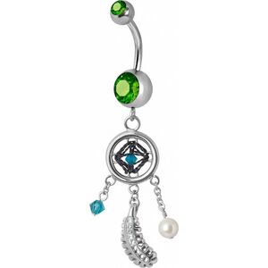 Piercing Street Piercing nombril Swarovski attrape reve vert - Argente