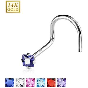 Piercing Street Piercing Nez Or Blanc 14K avec Gemme Carre - Argente