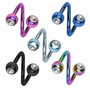 Piercing Street Piercing oreille Spirale Titane Strass - Multicolore