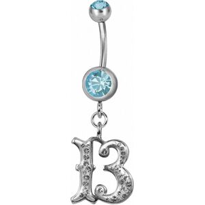 Piercing Street Piercing nombril chiffre 13 Swarovski turquoise - Argente