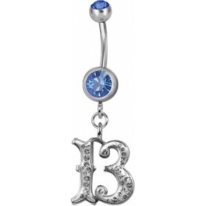 Piercing Street Piercing nombril chiffre 13 Swarovski bleu - Argente