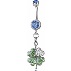 Piercing Street Piercing nombril trefle Swarovski bleu - Argente