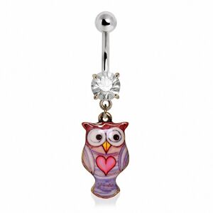 Piercing Street Piercing nombril pendentif hibou coeur - Argente