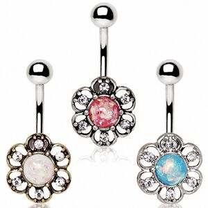 Piercing Street Piercing nombril floral opale - Argente