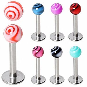 Piercing Street Piercing oreille labret boules acrylique spirales - Argente