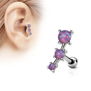 Piercing Street Piercing oreille cartilage trois opale violettes - Argente