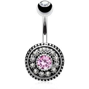 Piercing Street Piercing nombril bouclier vintage rose - Argente