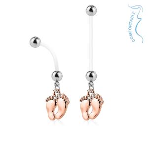 Piercing Street Piercing nombril de grossesse pieds de bebe or rose - Or Rose