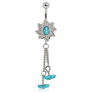 Piercing Street Piercing nombril pendentif turquoise - Argente