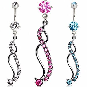 Piercing Street Piercing nombril ruban de gemmes - Argente