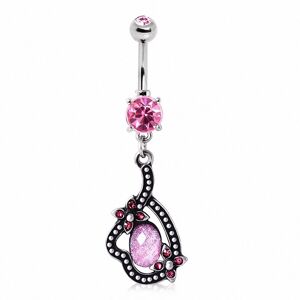 Piercing Street Piercing nombril floral opale rose - Argente