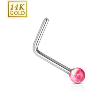 Piercing Street Piercing nez Or blanc 14 carats opale rouge tige en L - Argente