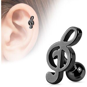 Piercing Street Piercing oreille Cartilage Tragus Clef de Sol Noire - Noir