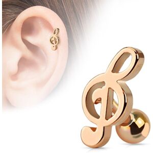 Piercing Street Piercing oreille Cartilage Tragus Clef de Sol Or Rose - Or Rose