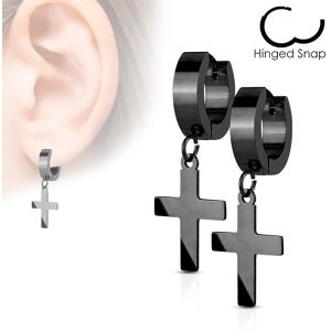 Piercing Street Paire Boucles d'oreille Anneaux Croix noir - Noir