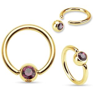 Piercing Street Piercing oreille anneau captif Plaque Or Strass Violet - Dore