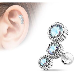 Piercing Street Piercing oreille cartilage triple strass aurore boreale - Argente