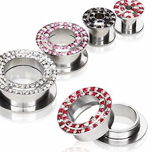 Piercing Street Piercing tunnel oreille gemmes bicolores - Argente