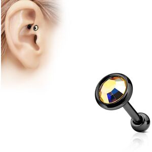 Piercing Street Piercing oreille cartilage noir disque plat strass aurore boreale - Noir