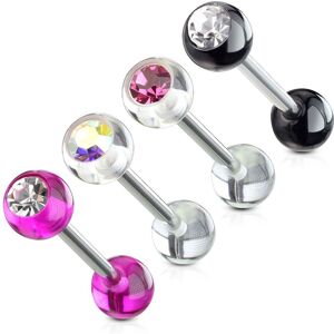 Piercing Street Lot de 4 Piercing langue Billes acrylique Strass - Argente