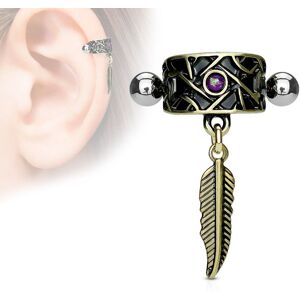 Piercing Street Piercing oreille helix manchette tribale plume - Dore