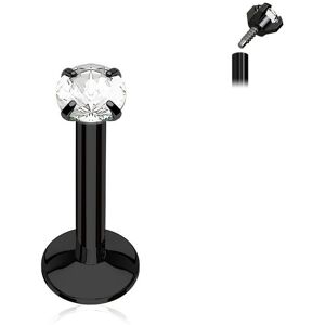 Piercing Street Piercing oreille labret titane anodise noir gemme serti griffes - Noir