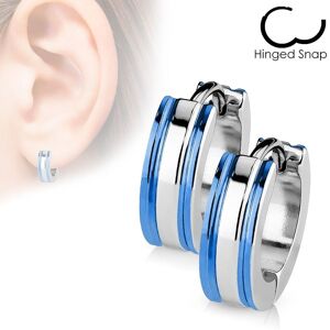 Piercing Street Paire Boucles d'oreille Anneaux Trio Argente - Bleu - Bleu