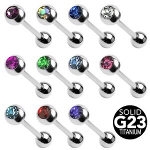 Piercing Street Piercing Langue Barbell Gemmes Titane G23 - Argente