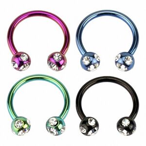 Piercing Street Piercing oreille fer a cheval Titane 5 Strass - Multicolore