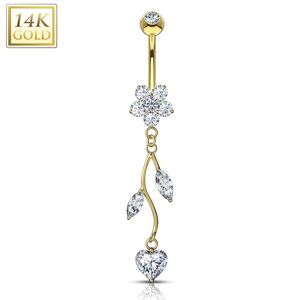 Piercing Street Piercing nombril Or 14 carats fleur vigne - Dore