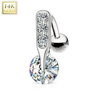 Piercing Street Piercing nombril inverse Or blanc 14 carats Solitaire - Blanc