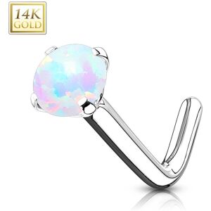 Piercing Street Piercing nez Or blanc 14 carats opale tige en L - Argente