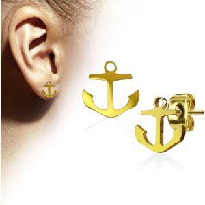 Piercing Street Paire boucles d'oreilles clous ancre marine dore - Dore