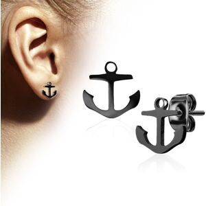 Piercing Street Paire boucles d'oreilles clous ancre marine noir - Noir