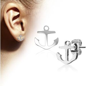 Piercing Street Paire boucles d'oreilles clous ancre marine argente - Argente