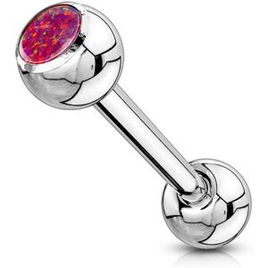 Piercing Street Piercing langue barbell opale rouge - Argente