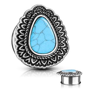 Piercing Street Piercing tunnel larme turquoise - Argente