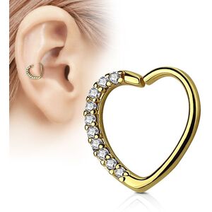 Piercing Street Piercing oreille cartilage daith coeur strass plaque or - Dore