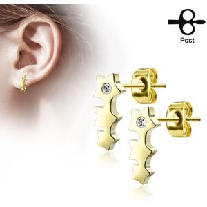 Piercing Street Paire boucles d'oreilles clous triple etoile dore - Dore