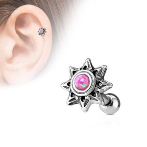 Piercing Street Piercing oreille cartilage helix soleil tribal opale rose - Argente