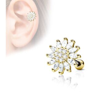 Piercing Street Piercing oreille cartilage helix fleur pavee plaque or - Dore