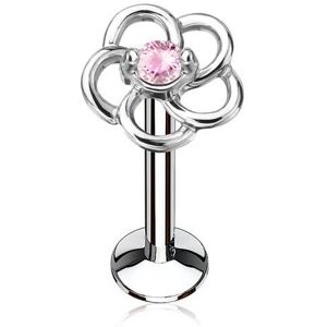 Piercing Street Piercing oreille labret levre fleur gemme rose - Argente